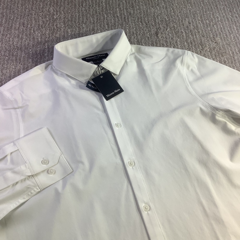 Mizzen + Main Leeward No Tuck Dress Shirt White Mens Size M NWT